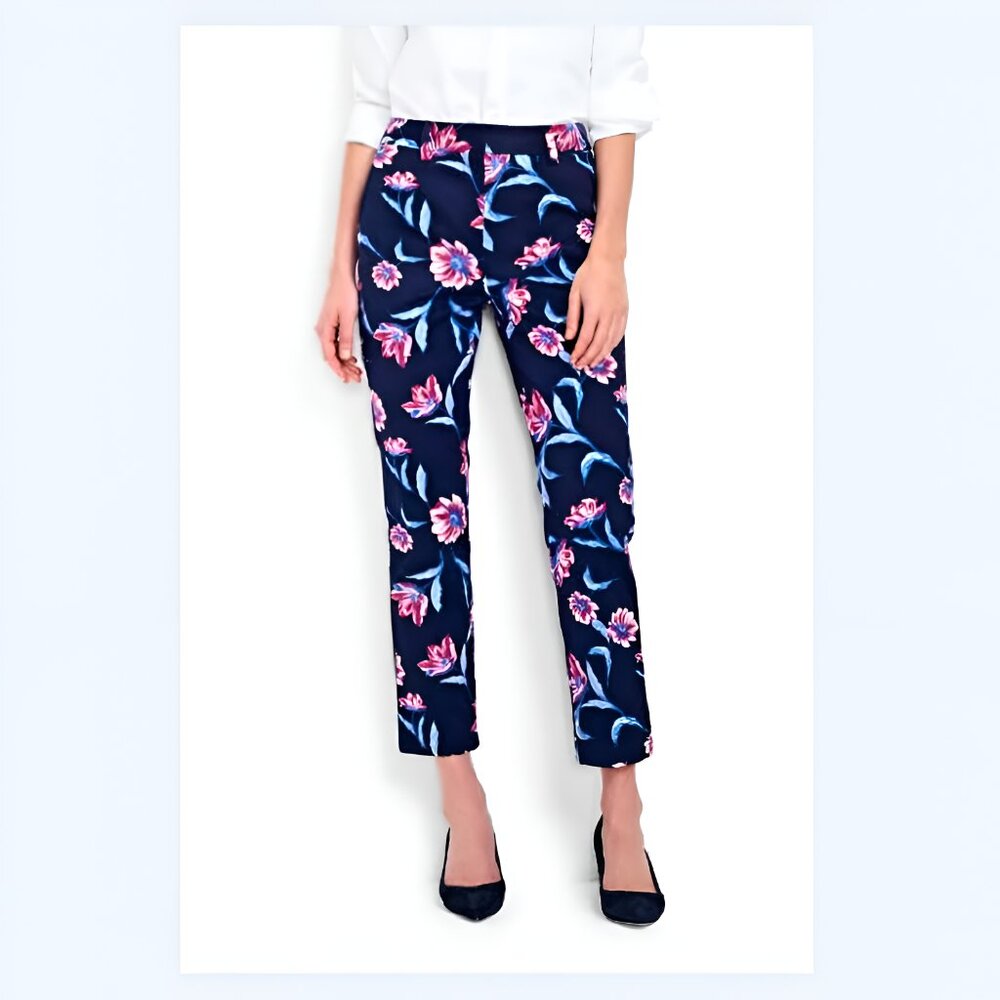 NEW 22W Land's End Women's Straight Leg Floral Cropped Pants